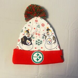 Pittsburgh Steelers Football Snowmen Knit Hat‎ Unisex OS Red White New Era NFL